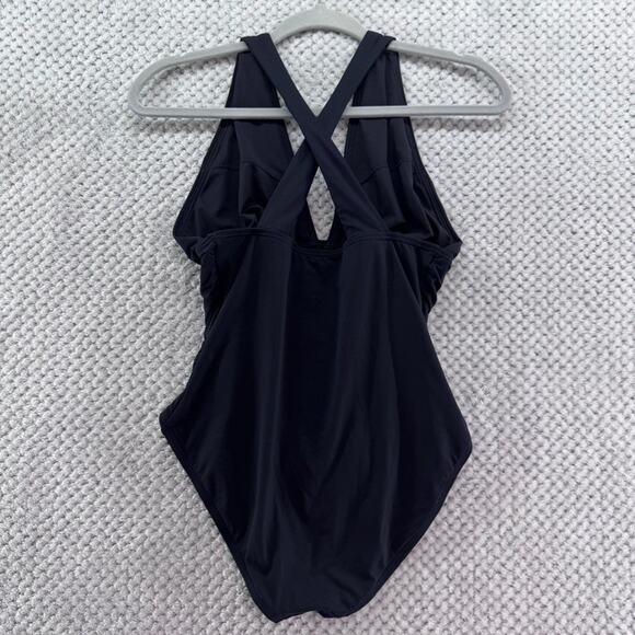 Michael Kors Swimsuit Womens S/M Black Once Piece Plunge V-Neck Cross Back Sexy - Picture 7 of 12
